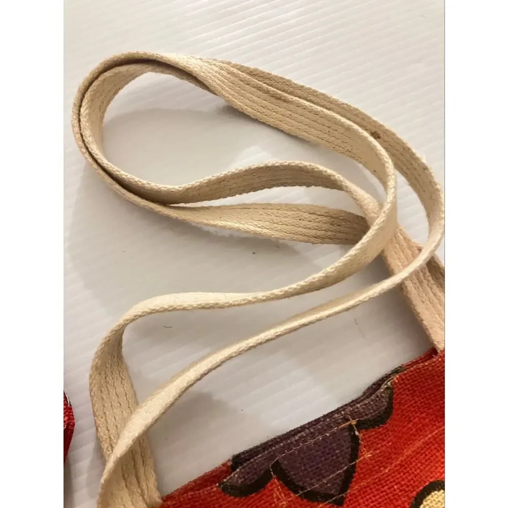 Vintage Burlap Cowboy Tote Bag & Coin Purse Southwestern Woven Vibrant Print